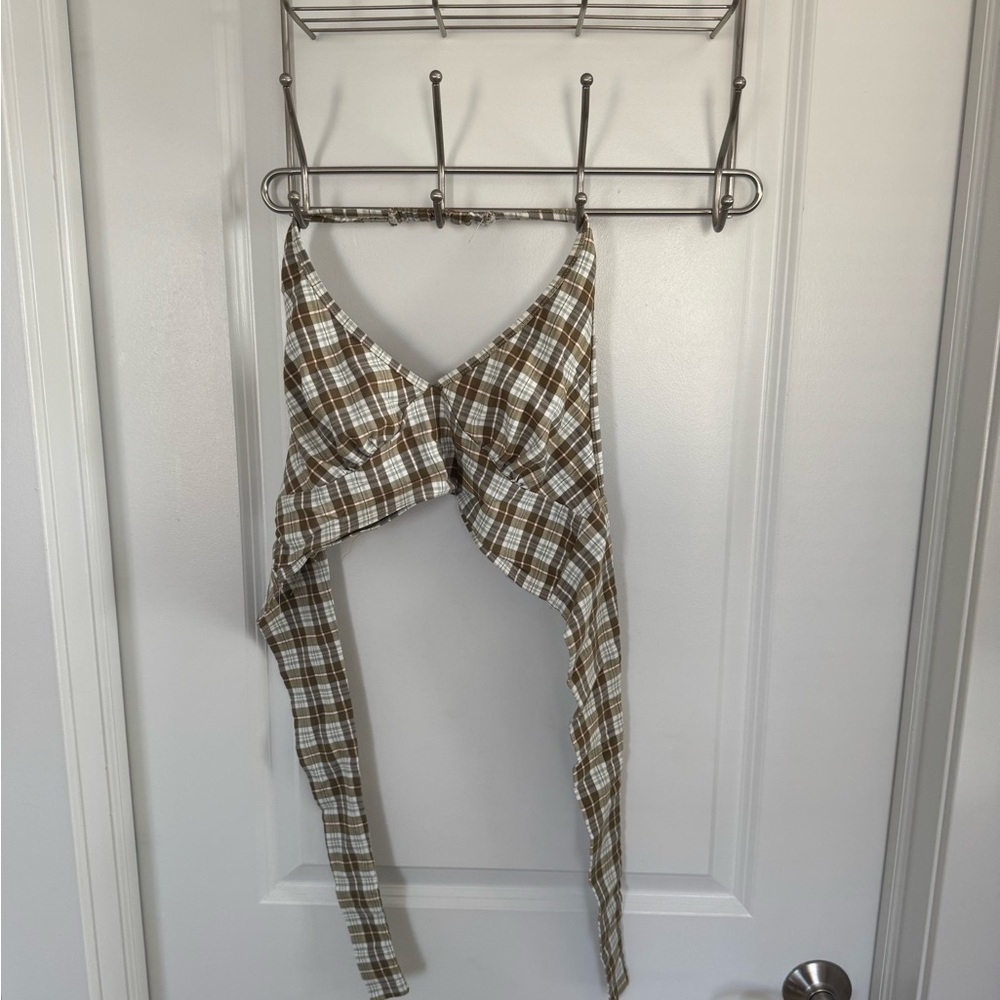 Altar'd State Plaid Shirt in Brown and White